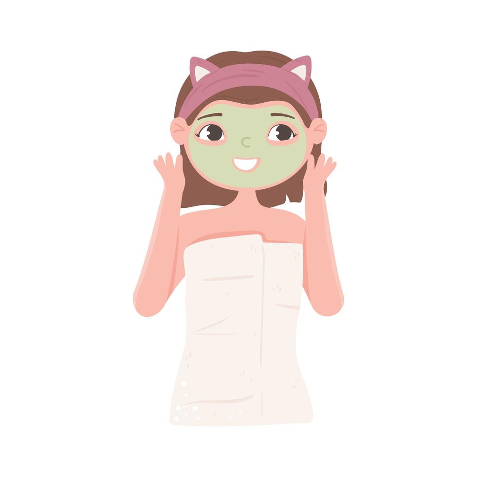 girl apply mask vector