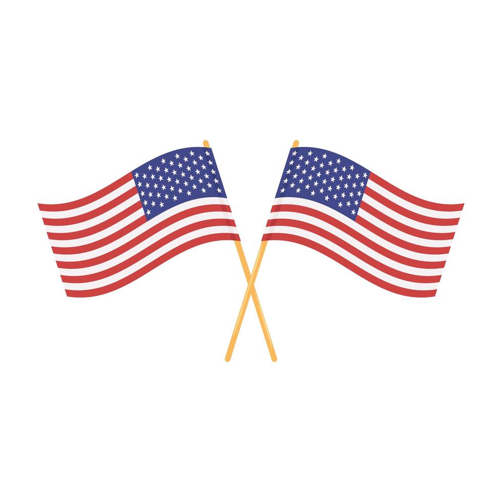 crossed american flags vector