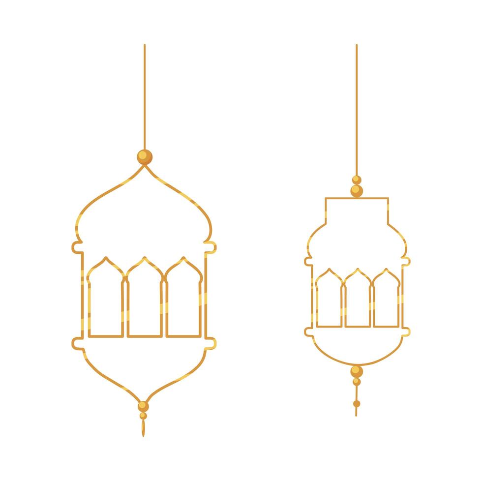 gold hanging lanterns vector