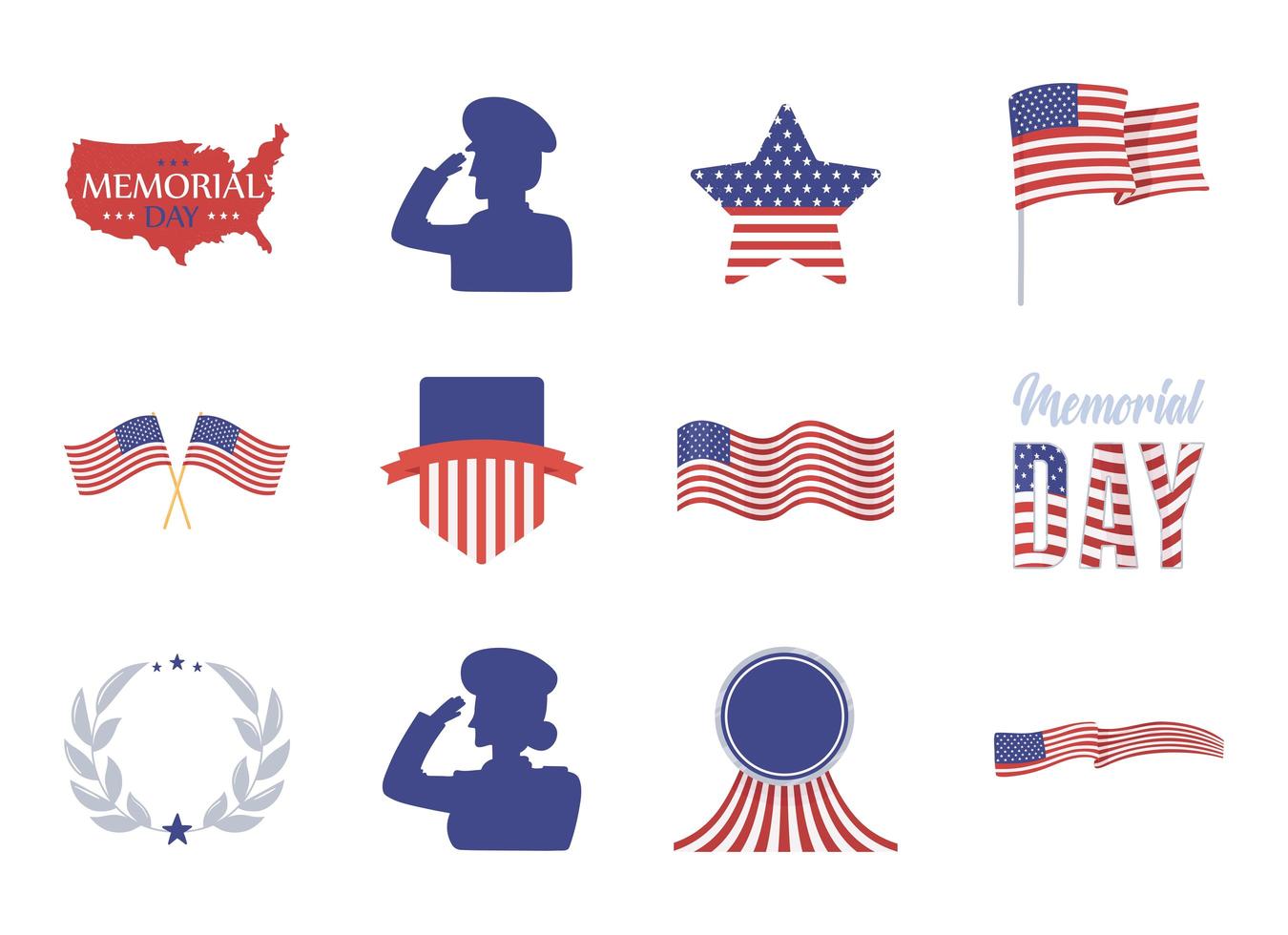 set memorial day vector