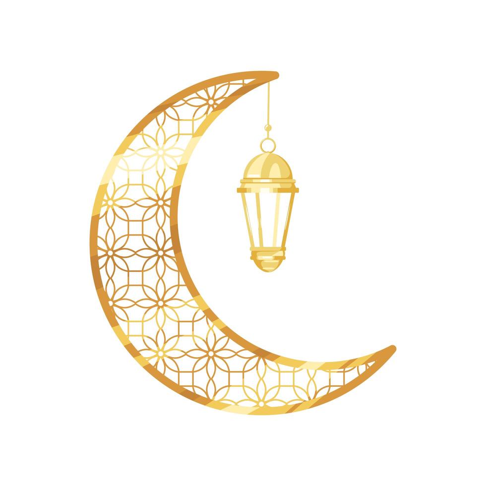 gold moon lantern vector