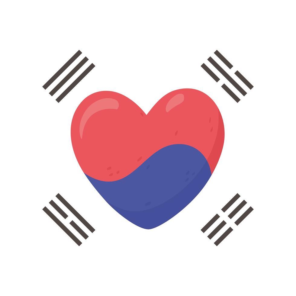 corazón de la bandera coreana vector