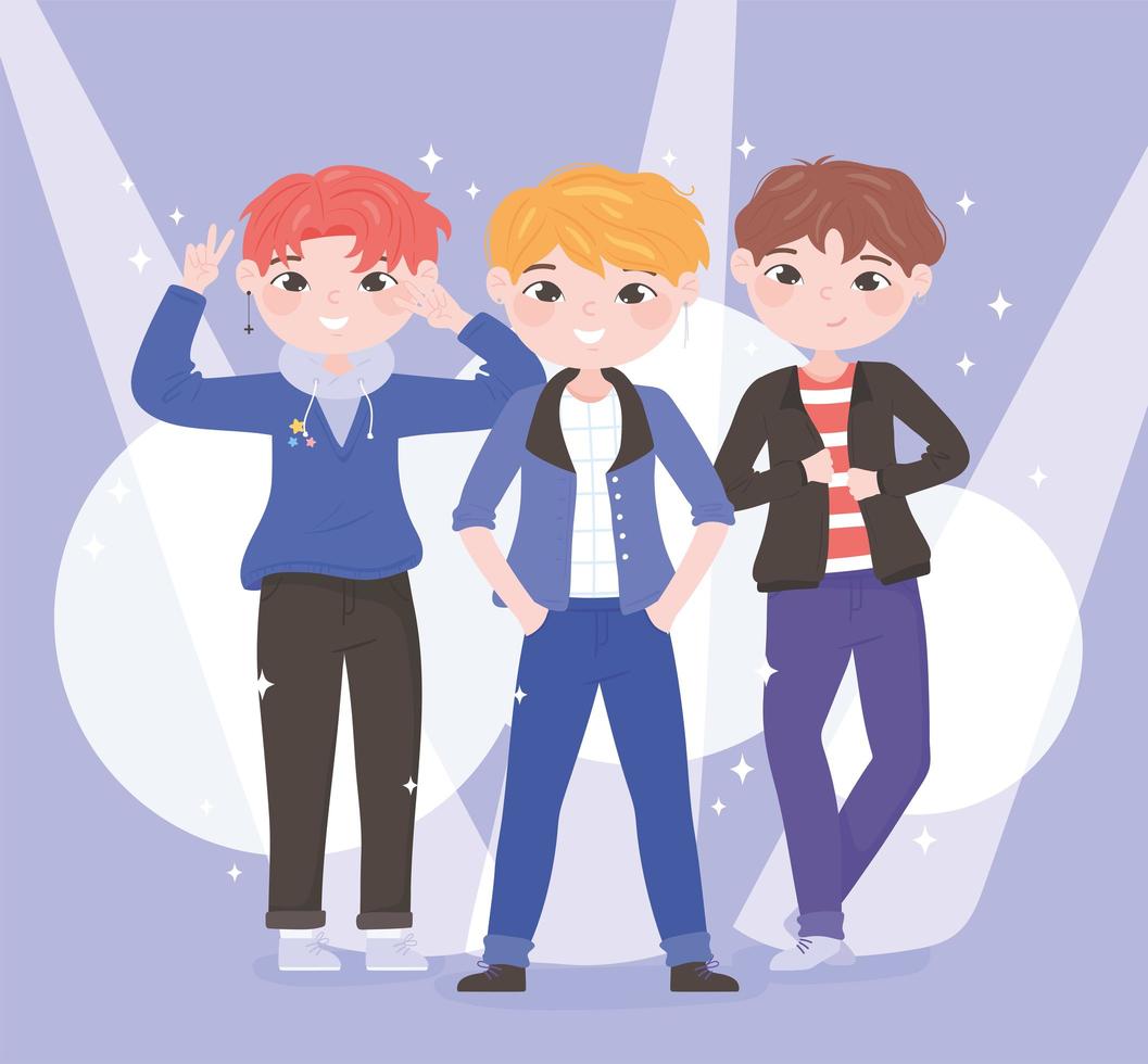 korean kpop boys vector