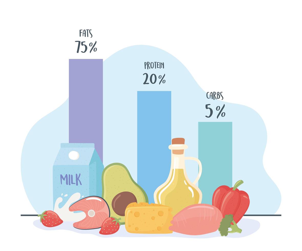 ketogenic diet diagram vector