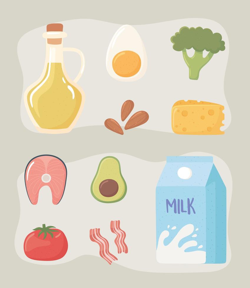 conjunto de nutrición alimentaria vector