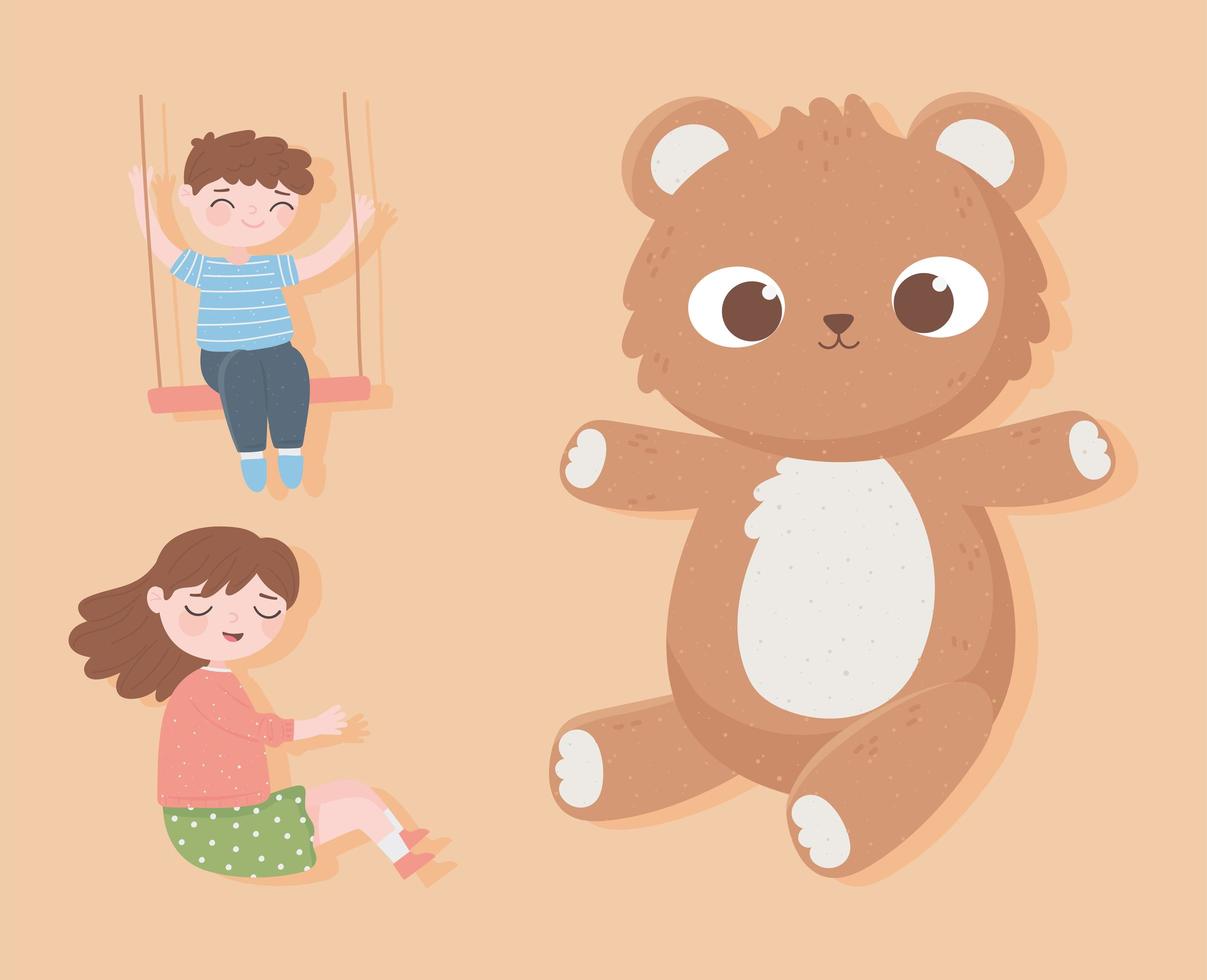 niños y oso vector