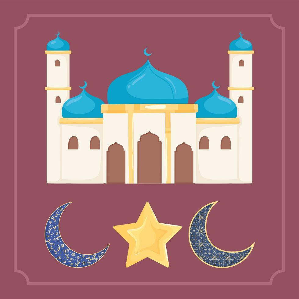 arabic mosque moon vector