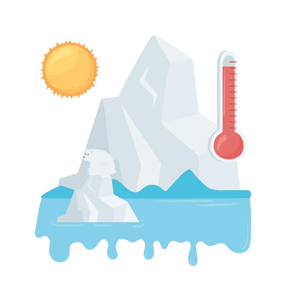 calentamiento global de los glaciares vector