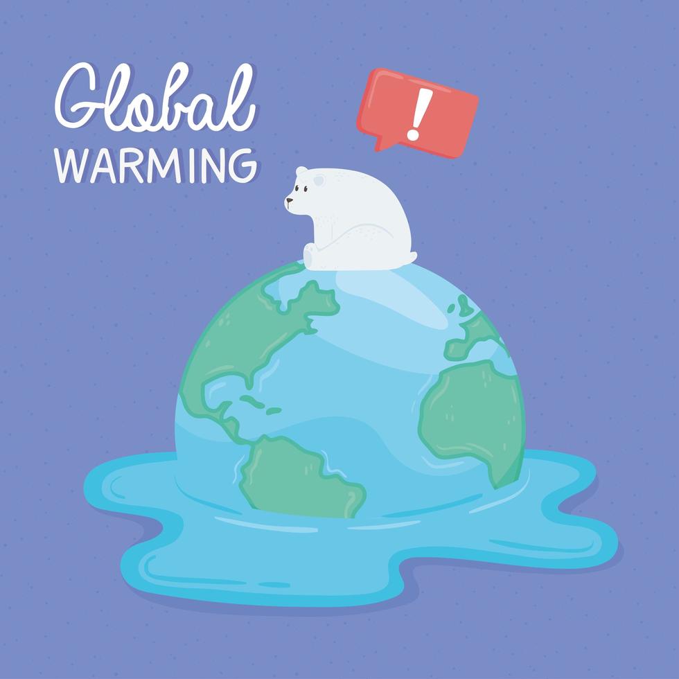 polar bear on melted world vector