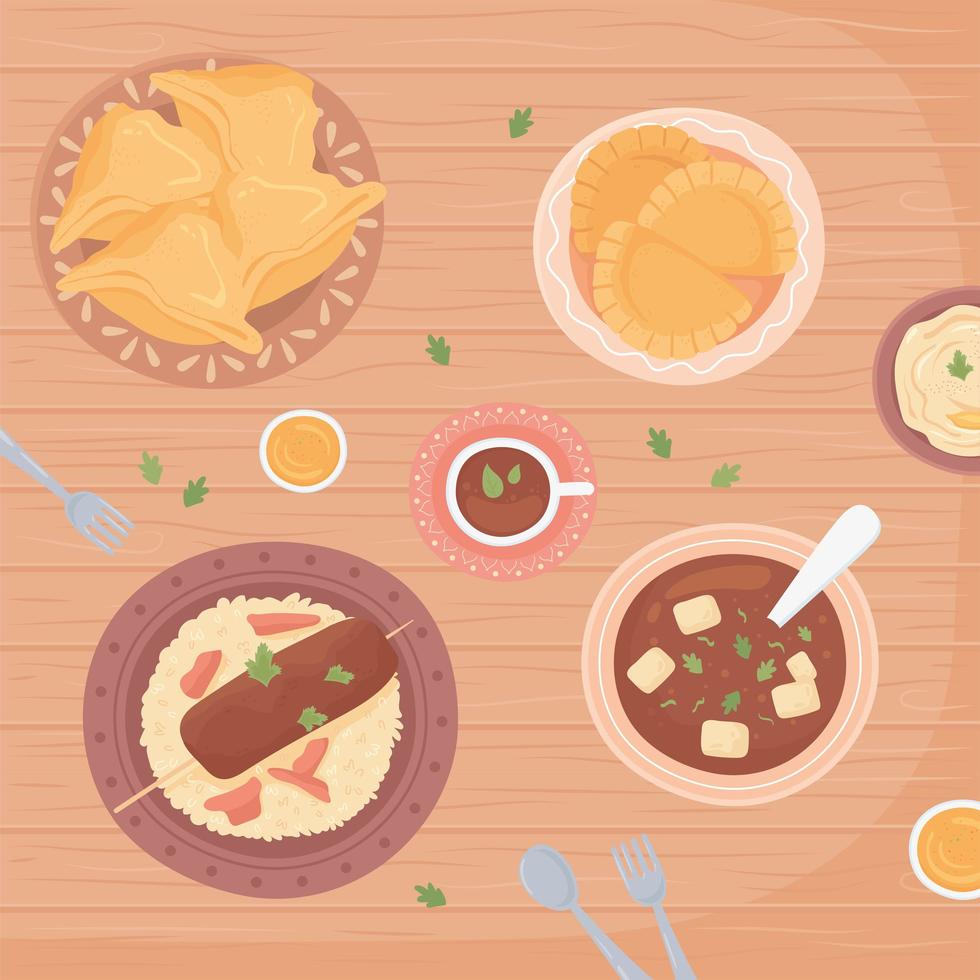 different delicious food vector
