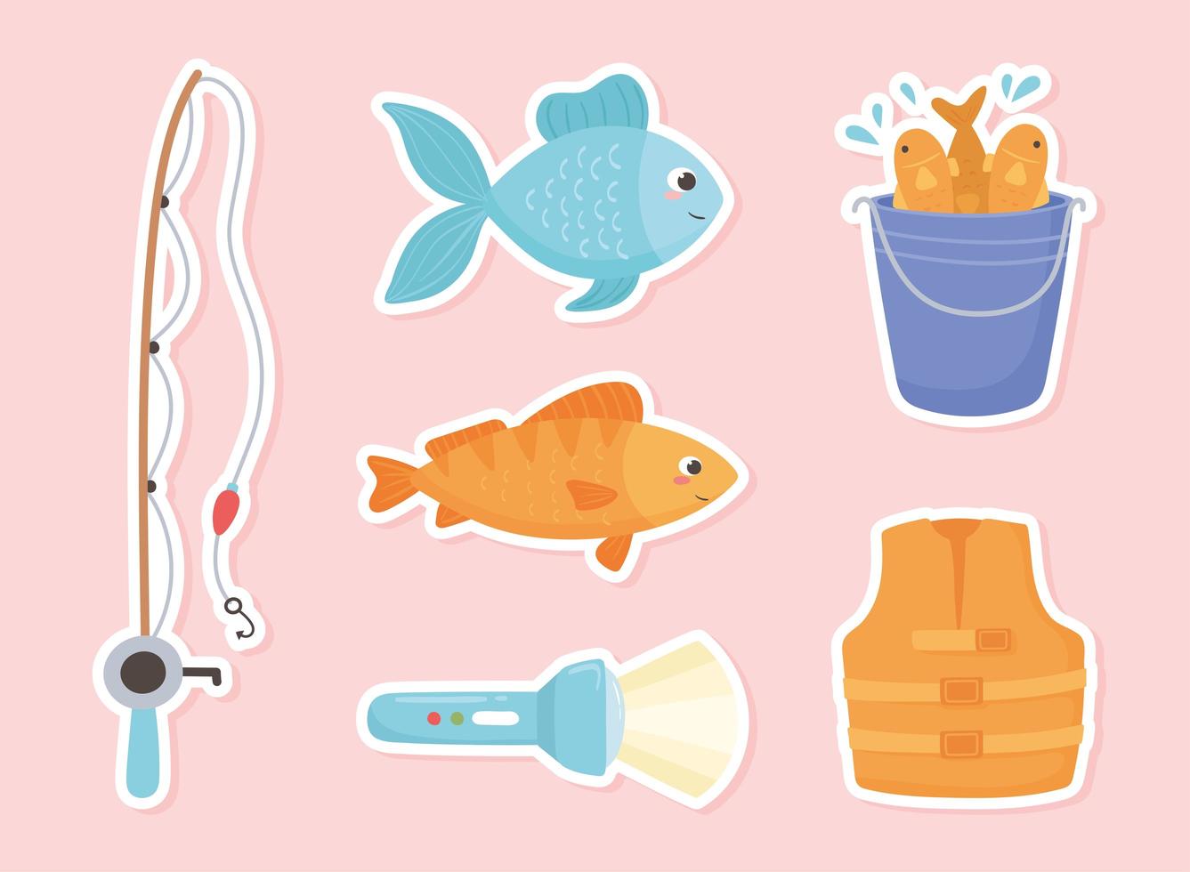 fishing stickers set vector