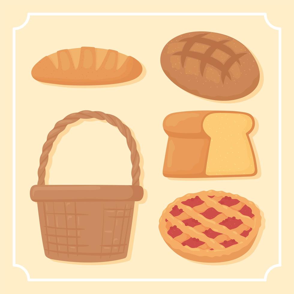 bread cartoon set vector