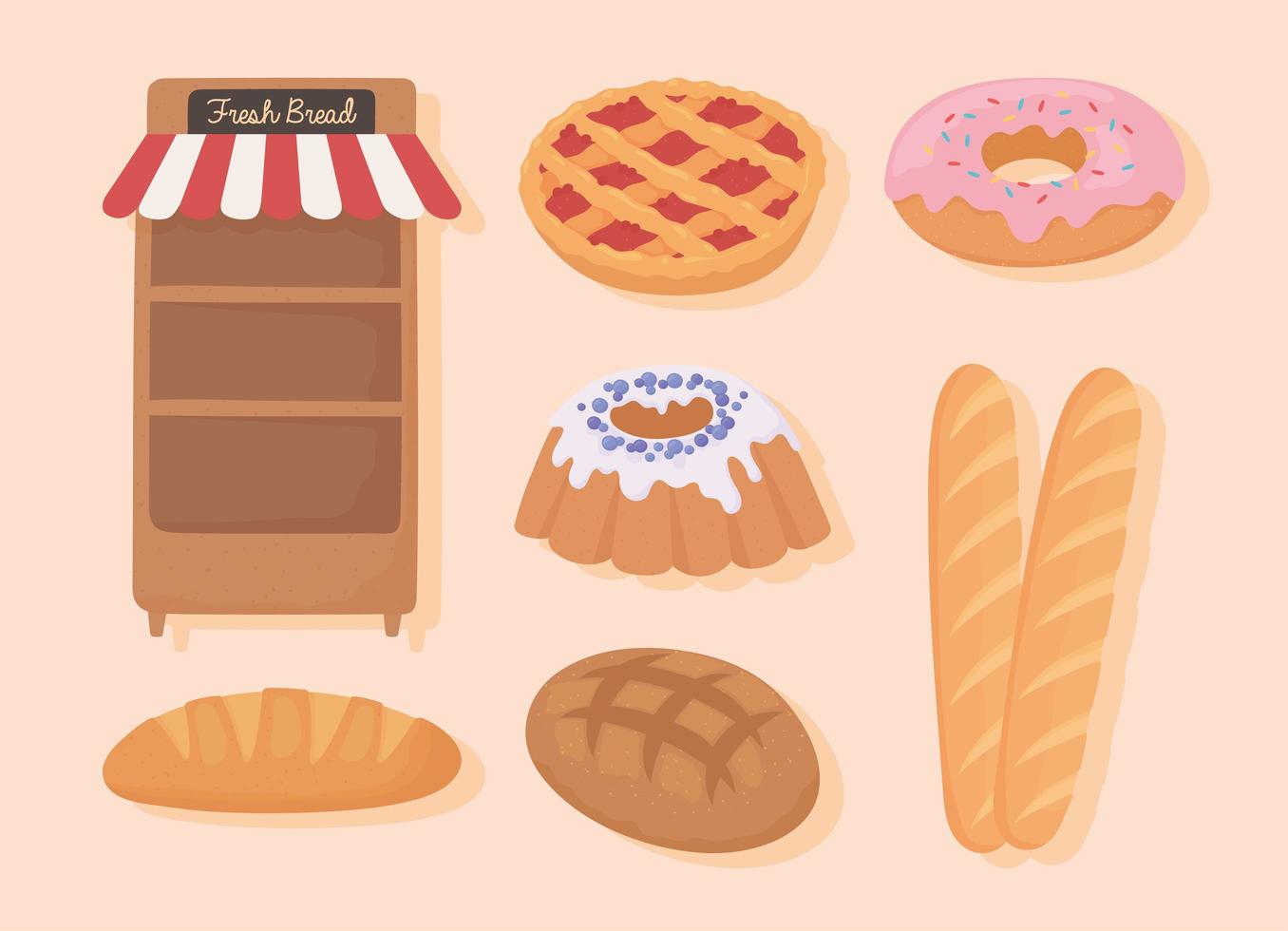 bread icon set vector