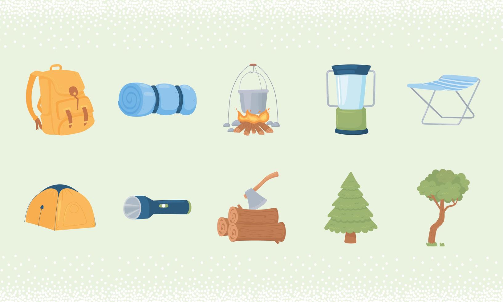 camping icon set vector