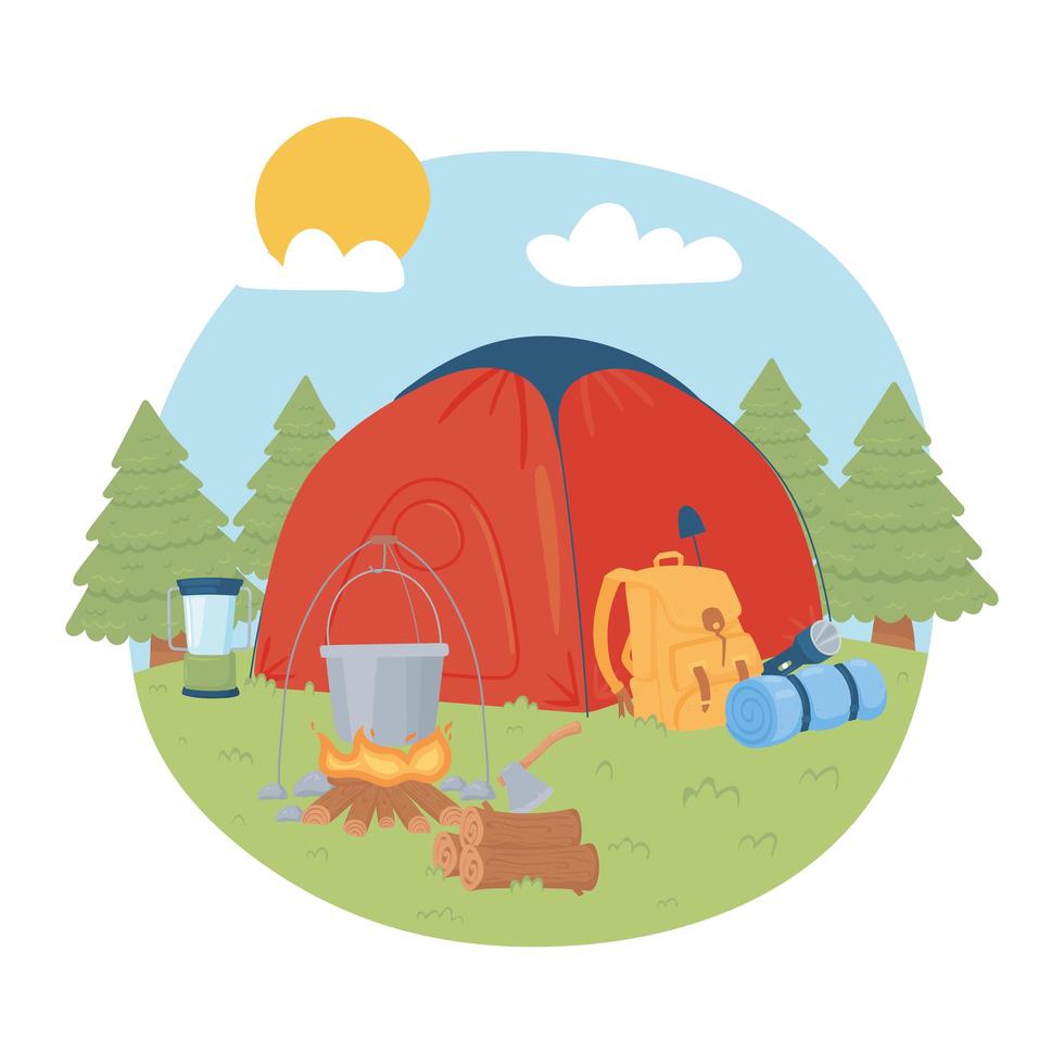 camping adventure travel vector