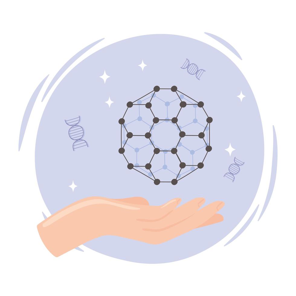 nanotechnology hand with molecule vector