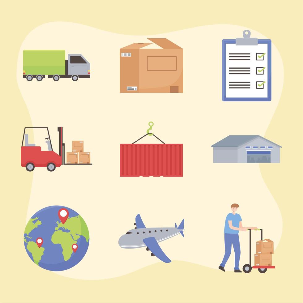 logistic cartoon set vector