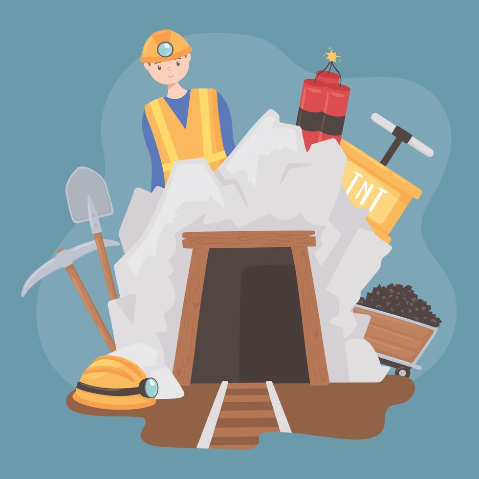 mining cave tools vector