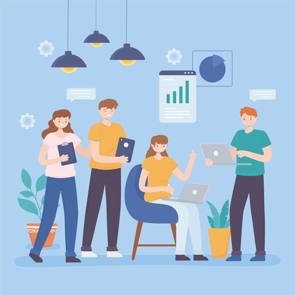 coworking young people vector