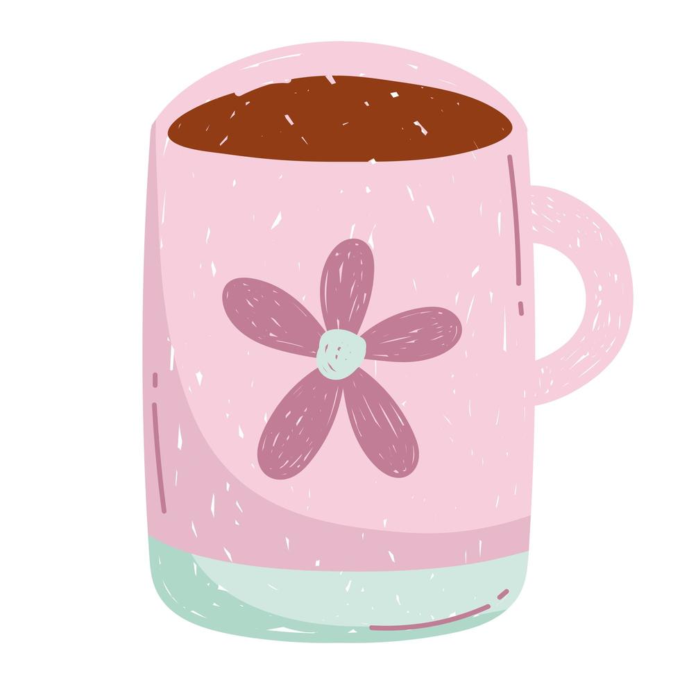 tea cup with flower vector