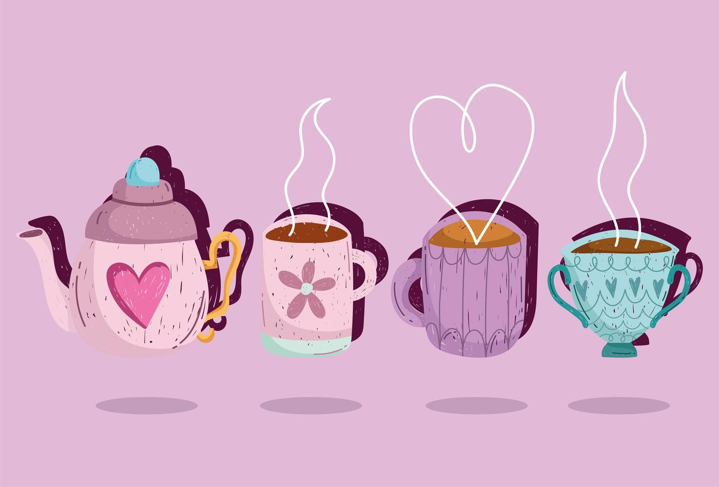 teapot and cups vector