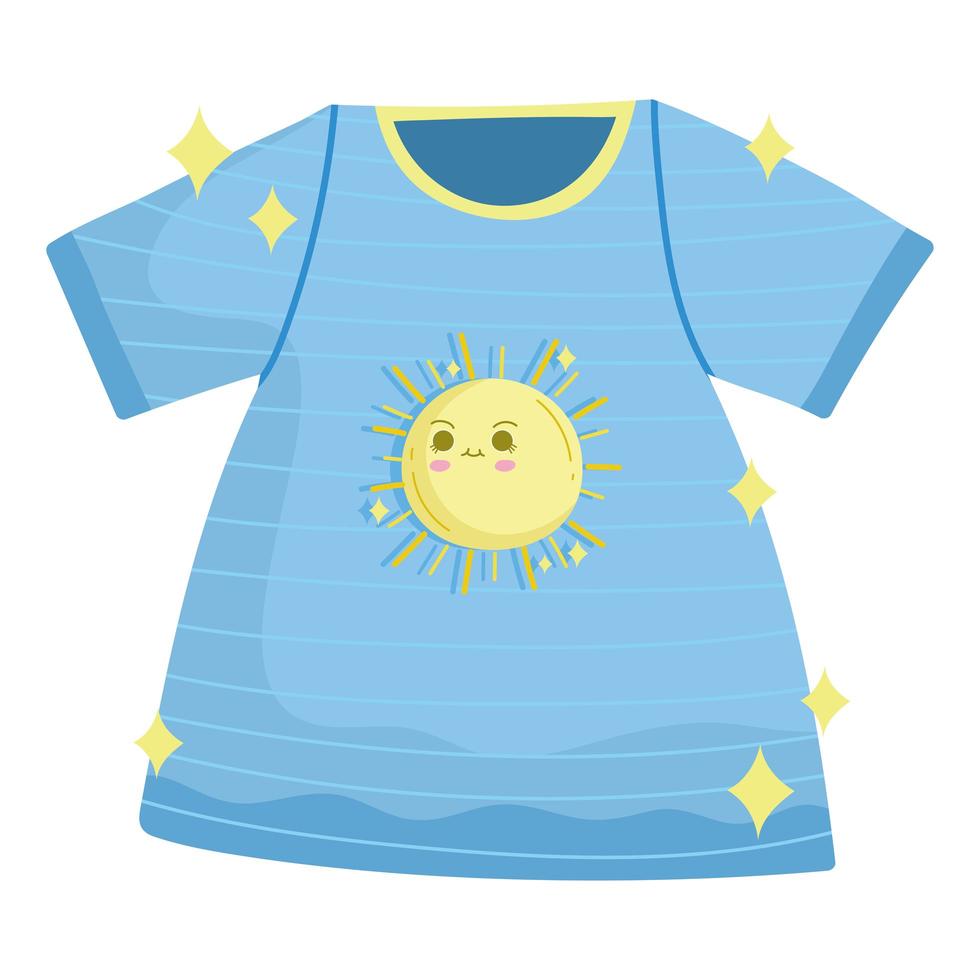 camisa azul con sol vector