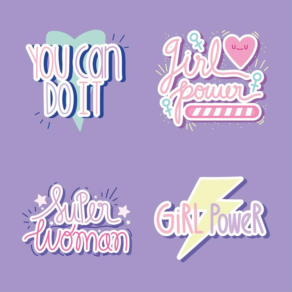 girl power inscription vector