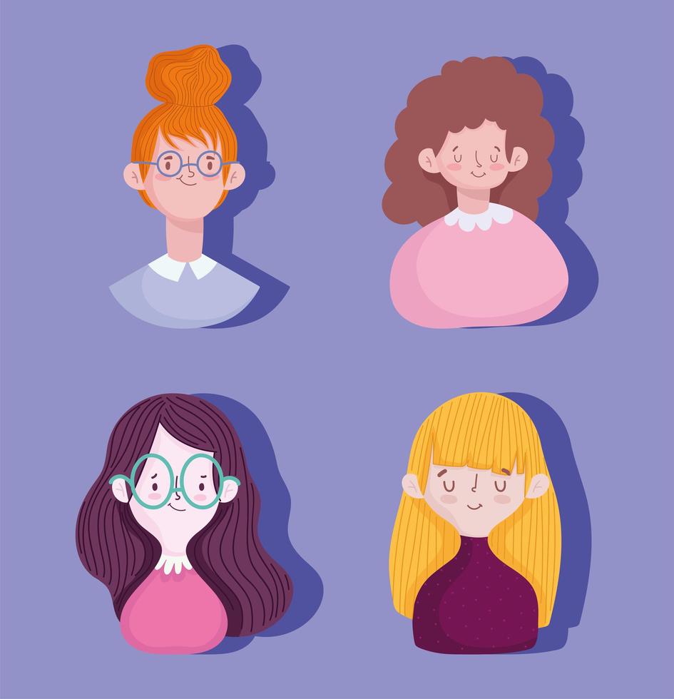 set of girls vector