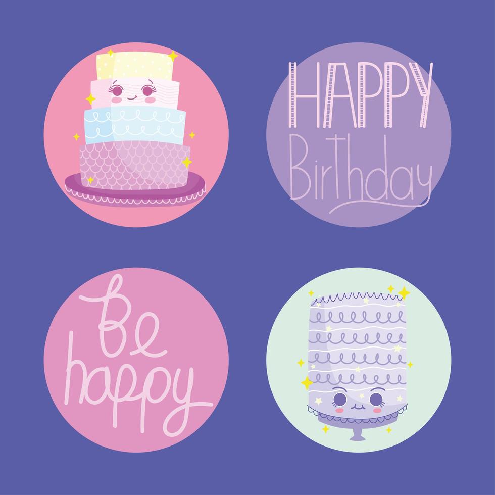 birthday lettering icons vector