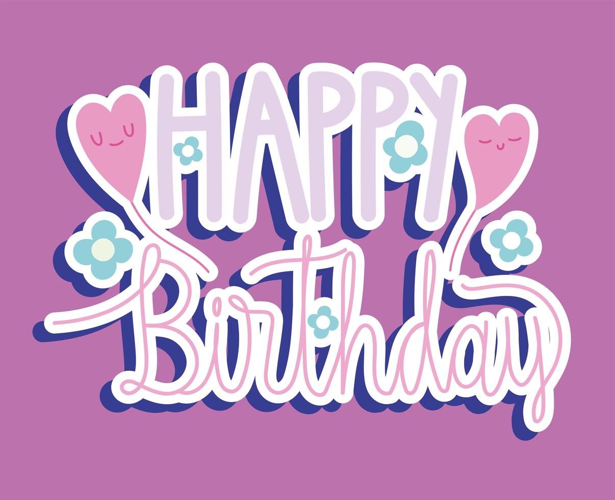 cute happy birthday text vector