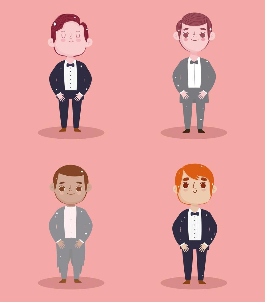 wedding grooms set vector