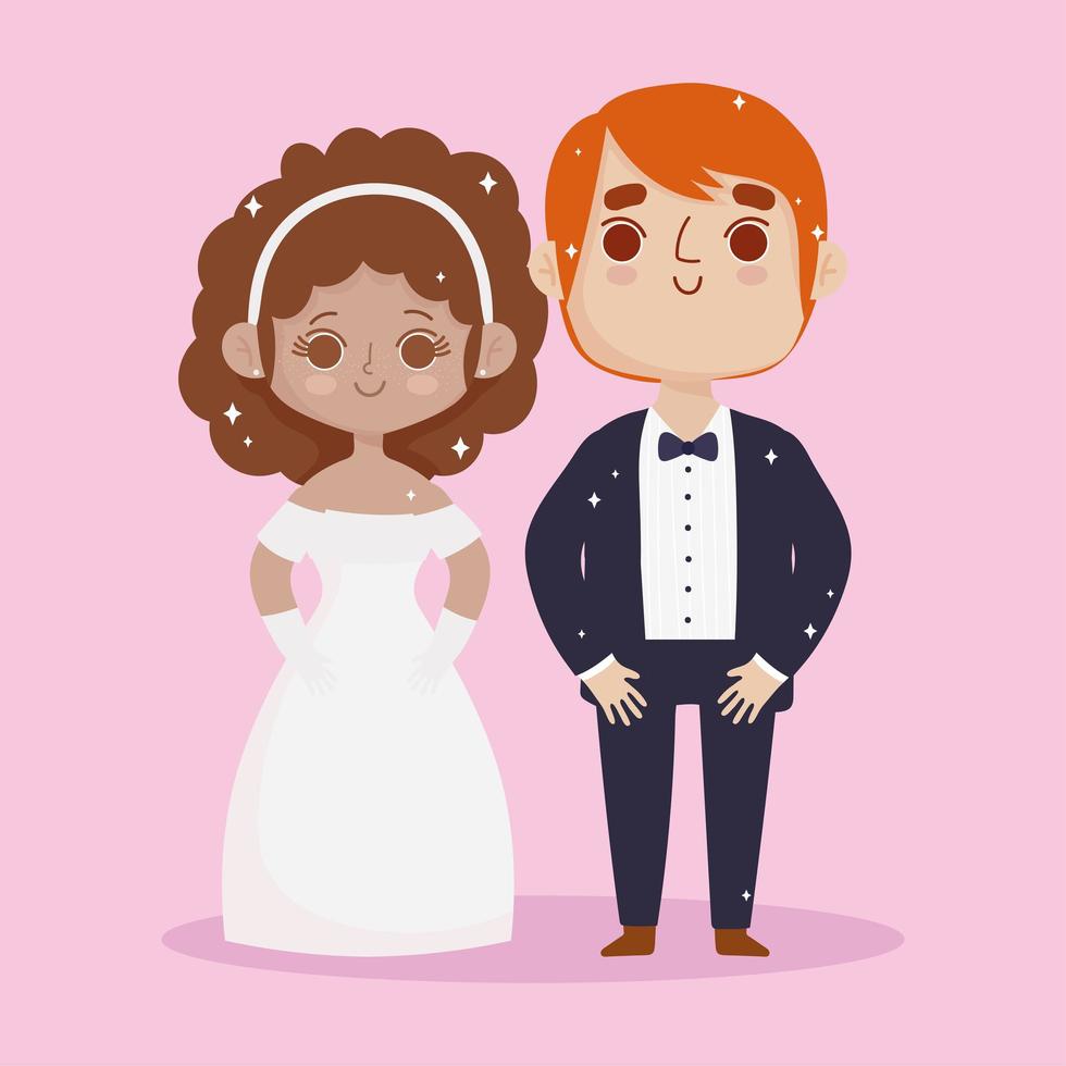 linda pareja de novios vector