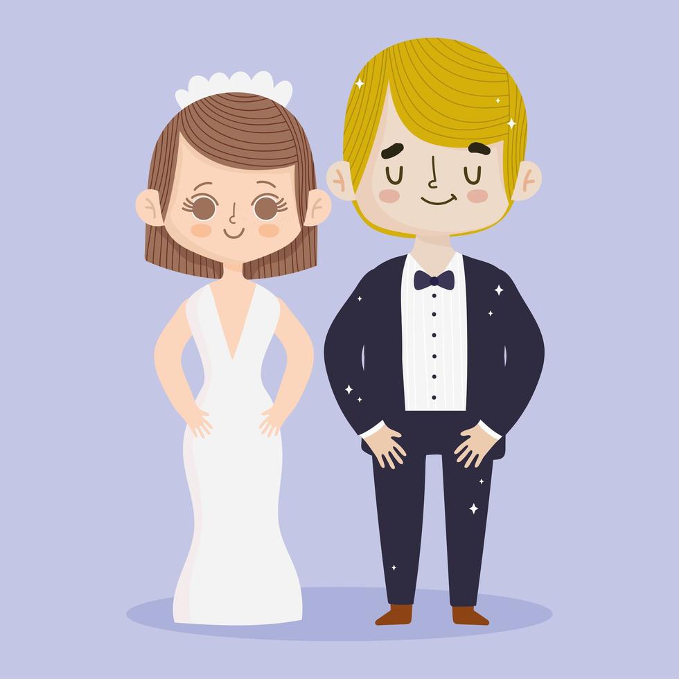 linda pareja de boda vector