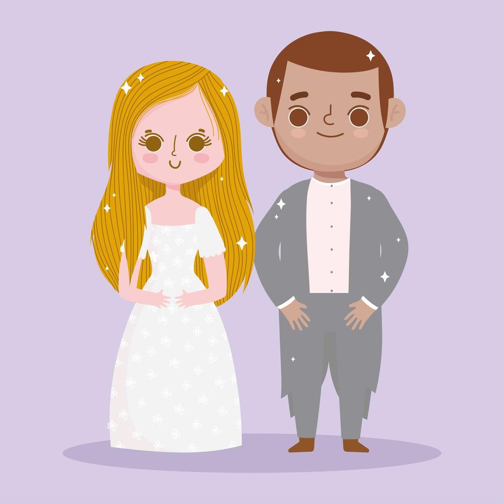 bride and groom cartoon vector