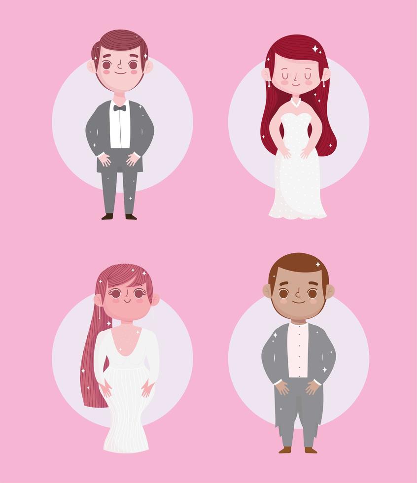 set couples wedding vector