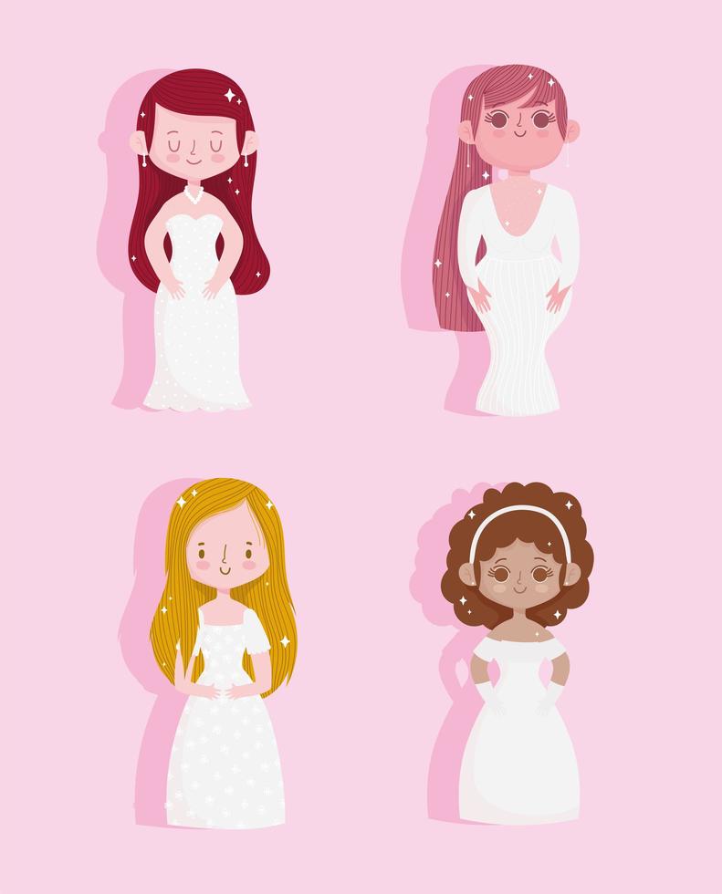 conjunto de novias de boda vector