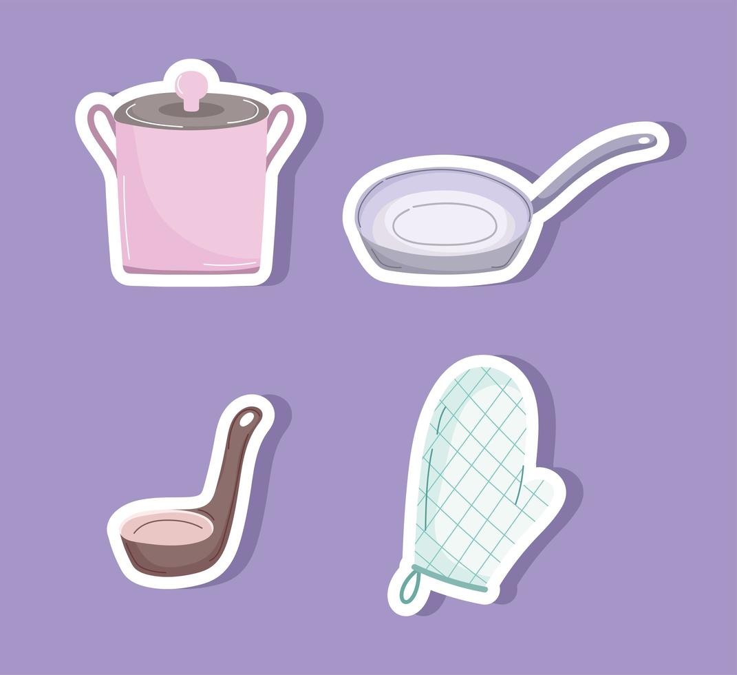 cooking utensil stickers vector
