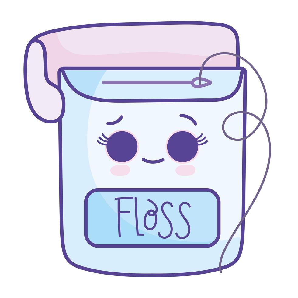 kawaii floss dental cute vector