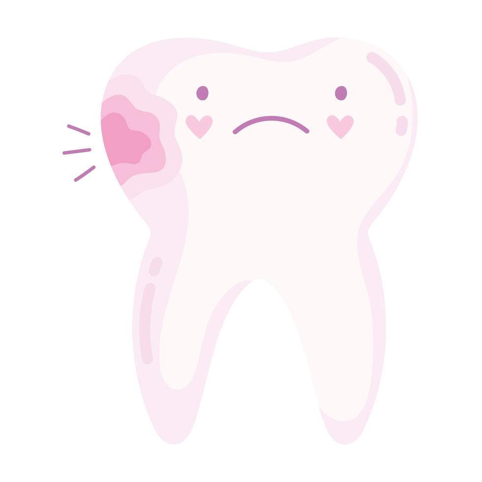 kawaii sick tooth vector