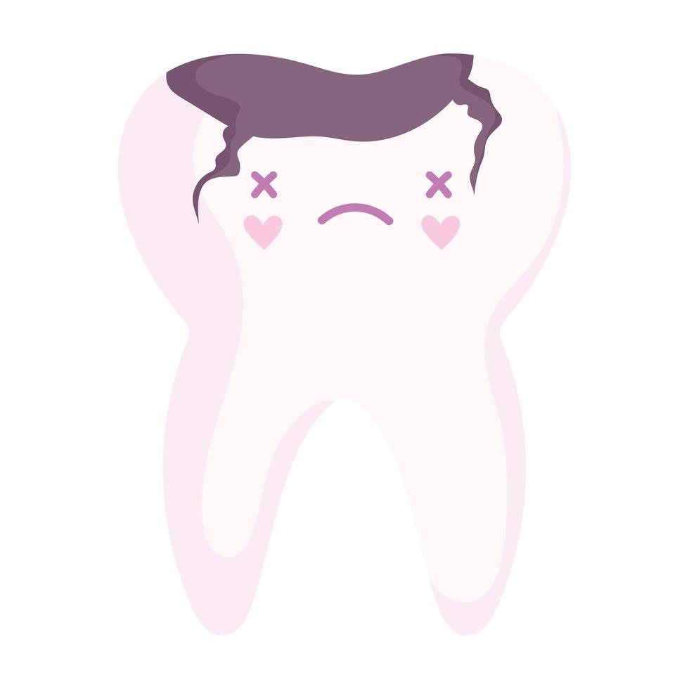 kawaii sick broken tooth vector