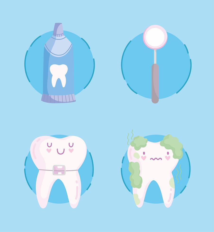 iconos de cuidado dental vector