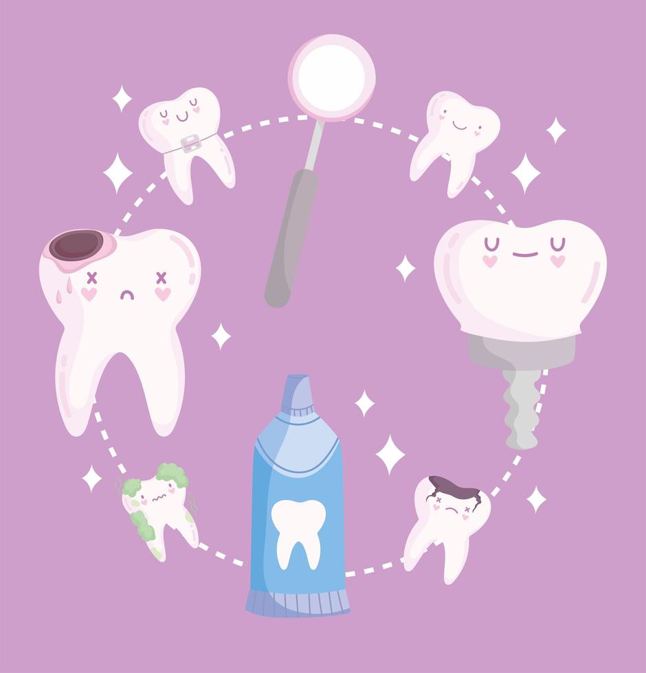 dental care kawaii vector