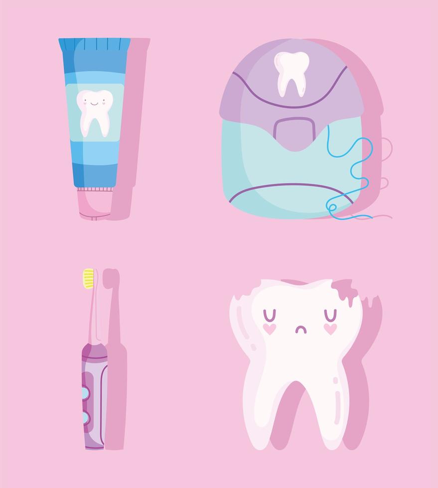 conjunto de odontología de dibujos animados vector