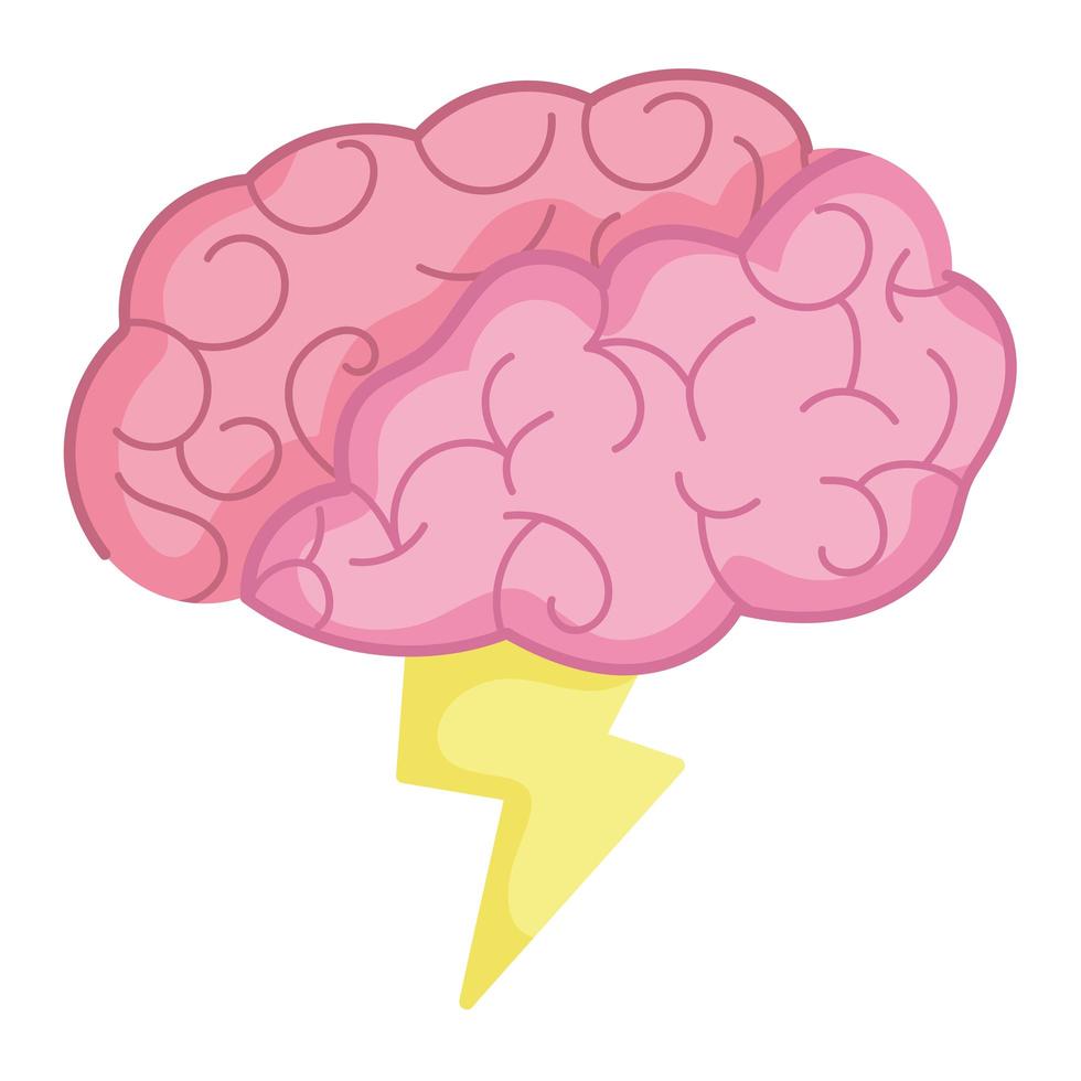 brain with lightning vector