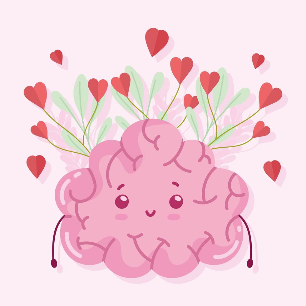 brain cute kawaii vector