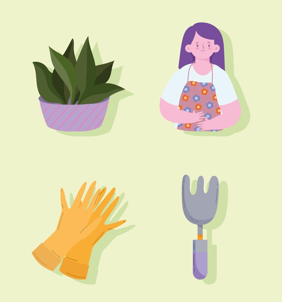 woman and garden tools vector