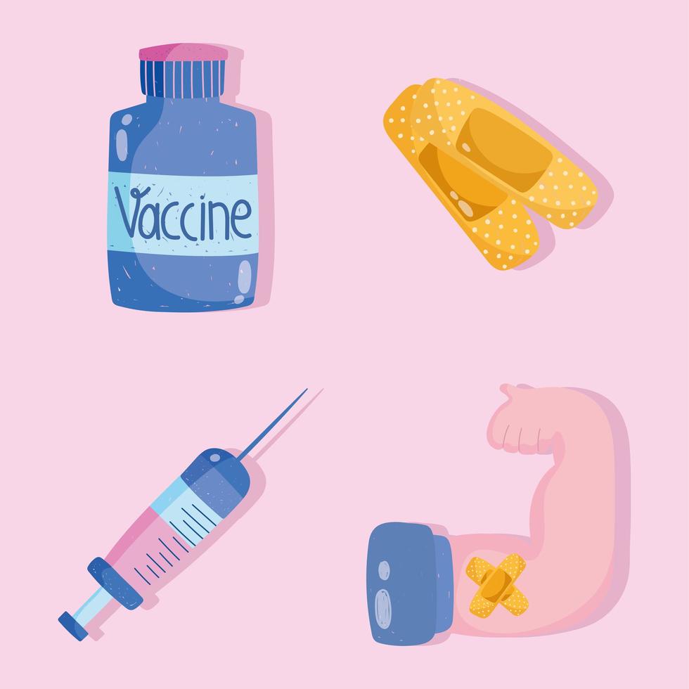vaccine icon set vector