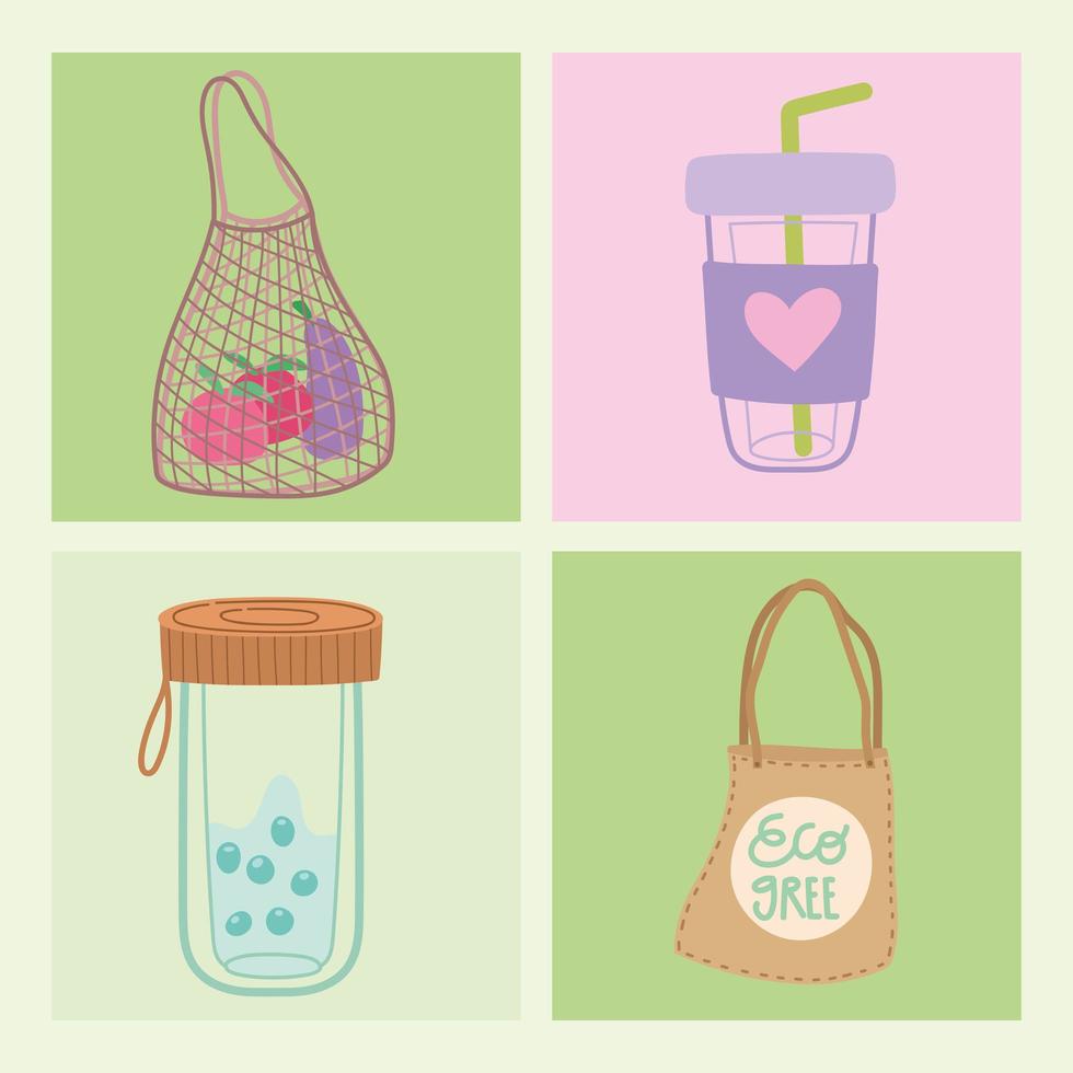 reusable ecological packages vector
