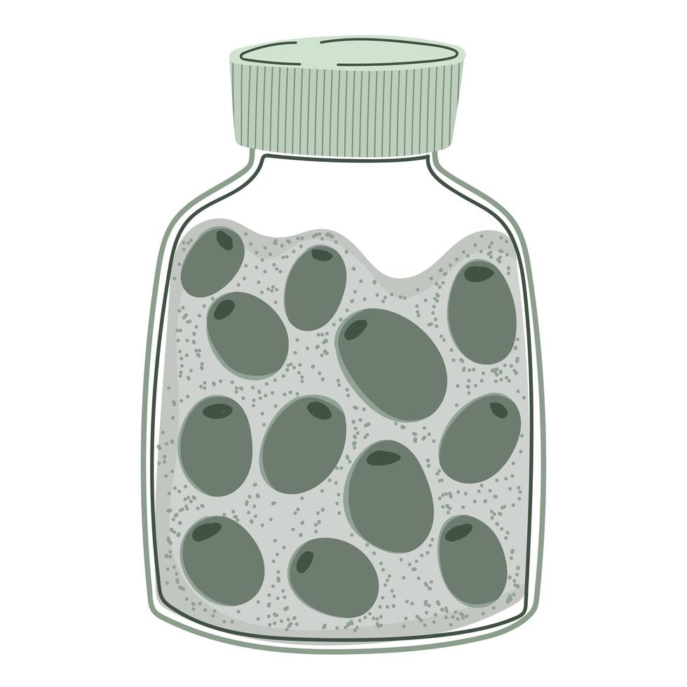 olives in the glass jar vector
