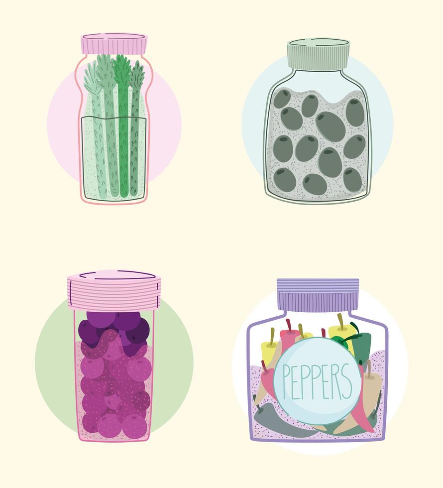 reusable glass jar set vector